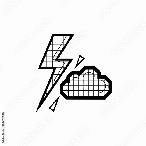 Stylized lightning bolt and cloud icon representing stormy weather.