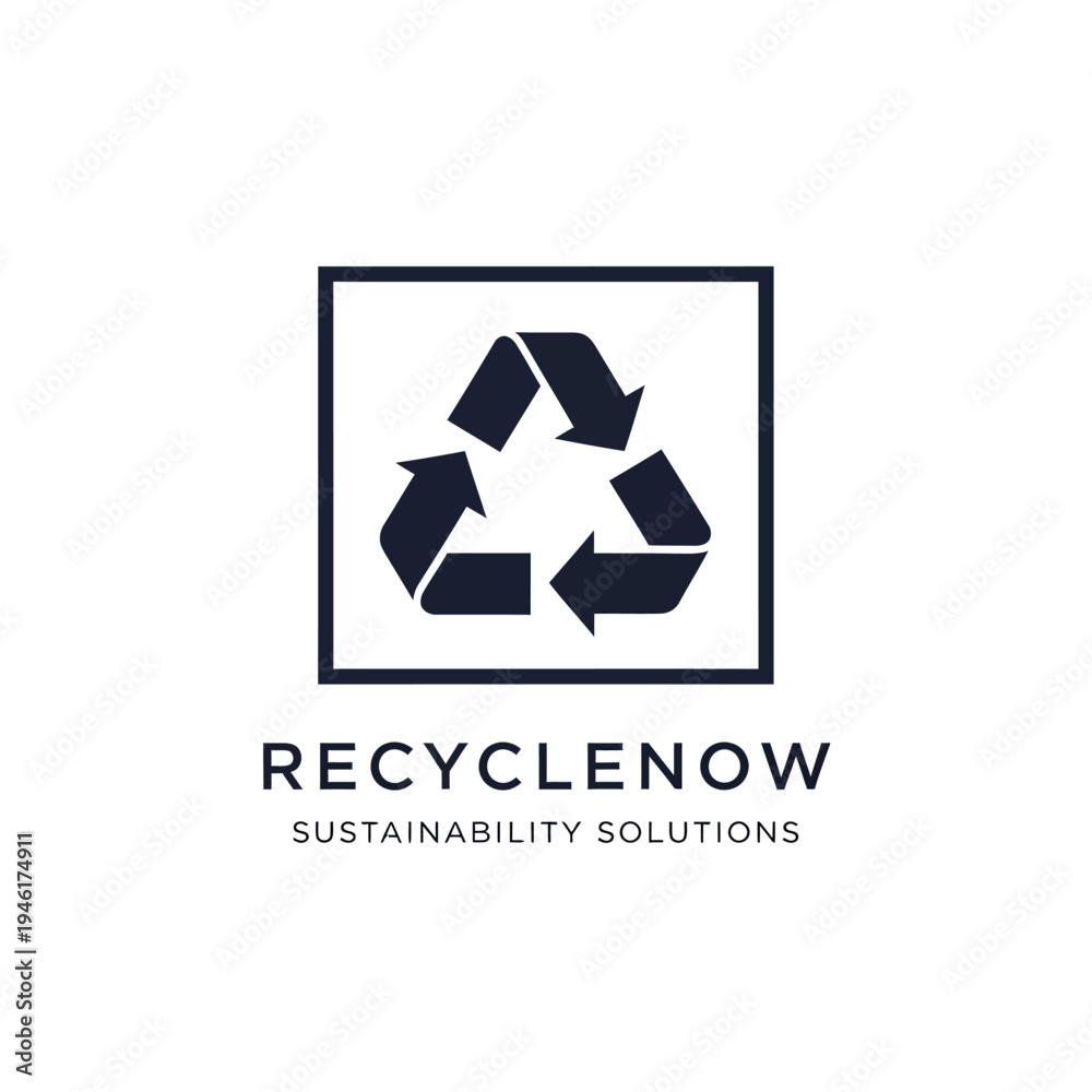 Fototapeta premium Recycle Now Sustainability Logo Design.