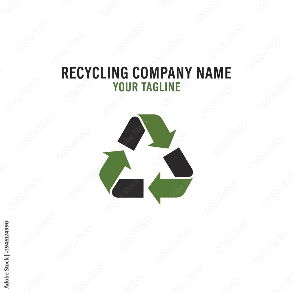 Obraz premium Green Recycling Symbol with Arrows Logo.