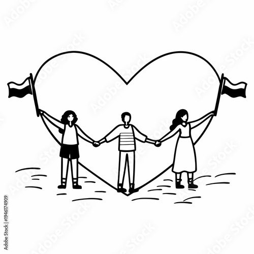 LGBTQ+ Allyship Line Art