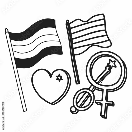 LGBTQ+ Allyship Line Art