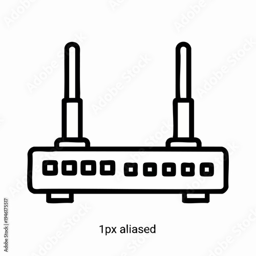 Wireless Router with Antennas Icon Line Art.