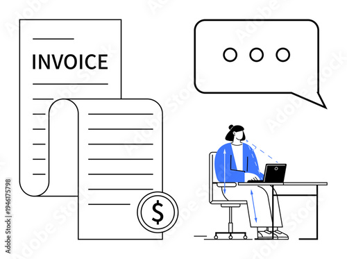 Online invoicing process. Invoice management with customer support for efficient transactions and communication. Online invoicing streamlining billing and payment solutions. Perfect for eCommerce