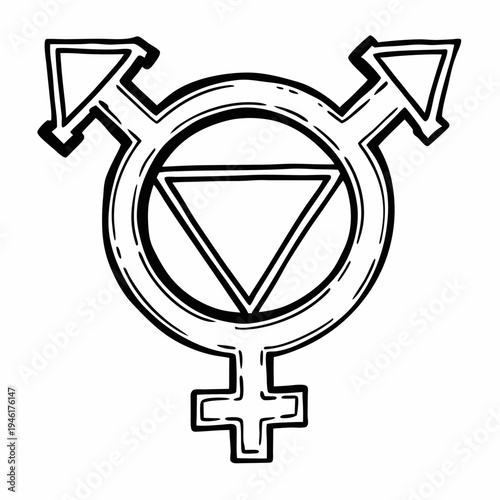 Continuous Line Art Illustration of a Transgender Symbol