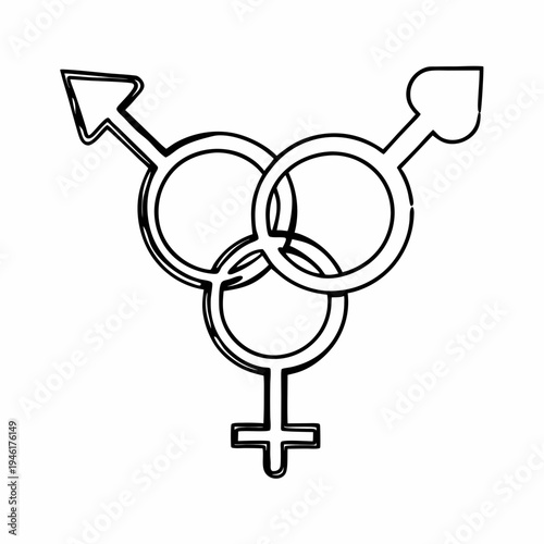 Continuous Line Art Illustration of a Transgender Symbol