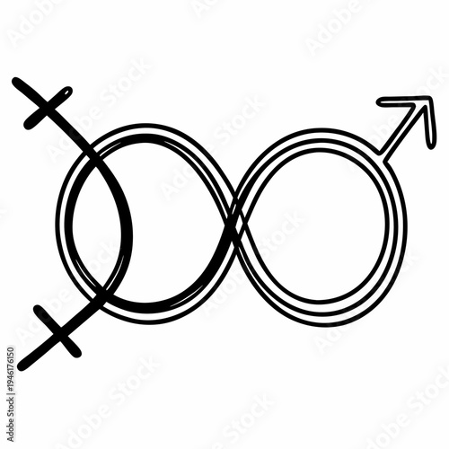 Continuous Line Art Illustration of a Transgender Symbol