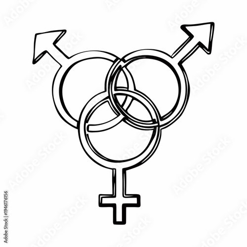 Continuous Line Art Illustration of a Transgender Symbol