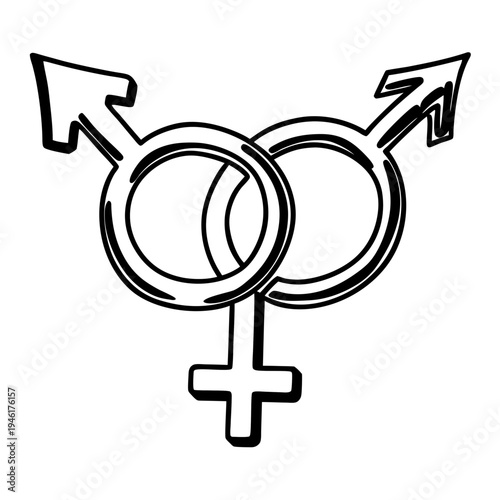 Continuous Line Art Illustration of a Transgender Symbol