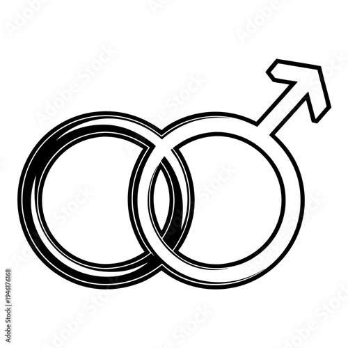 Continuous Line Art Illustration of a Transgender Symbol