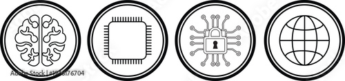 Artificial intelligence icon set. 