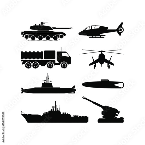 A collection of black musical notes and symbols on a white background