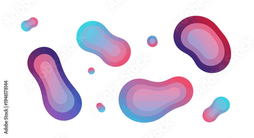 Vibrant colorful shapes float in a digital artwork environment viewed from a side angle.