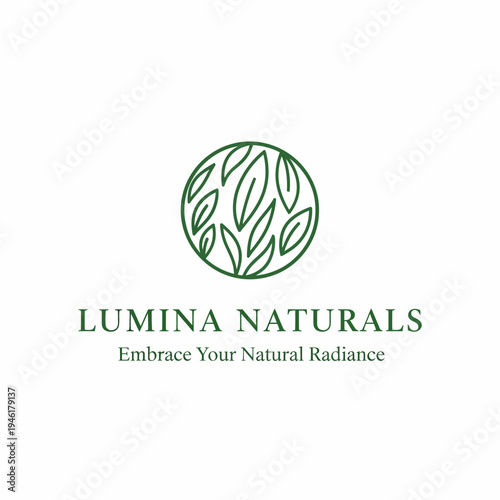 Lumina Naturals Logo with Leaves Emblem Design.