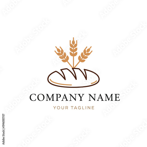 Wheat Ears Logo Design Template Illustration.
