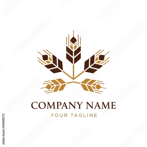 Stylized Wheat Logo Design Element.