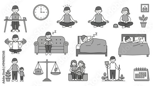 Daily Life Activities and Well-being Icons.