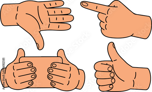 Diverse Human Hand Gestures Showing Approval Direction and Device Holding Actions