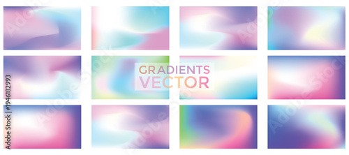 Wallpaper Mural Soft holographic gradient mesh backgrounds set with fluid pastel colors modern abstract vector wallpaper Torontodigital.ca