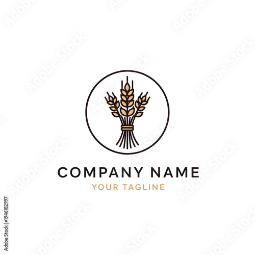Wheat Ears Logo Design Template Illustration.