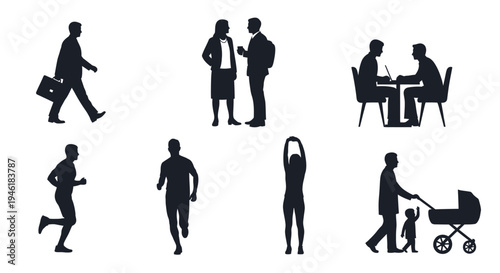 People are engaged in various daily activities in a city setting