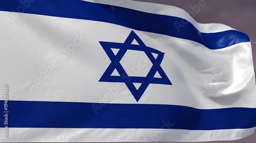 National flag of Israel displaying its iconic blue Star of David and white stripes proudly waving.