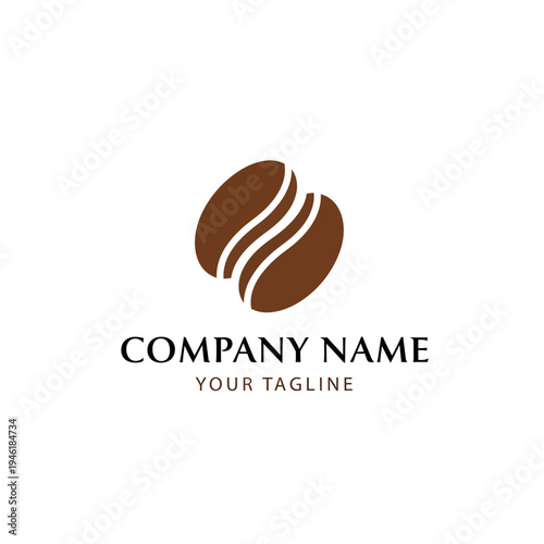 Coffee Bean Logo Design Template Illustration.
