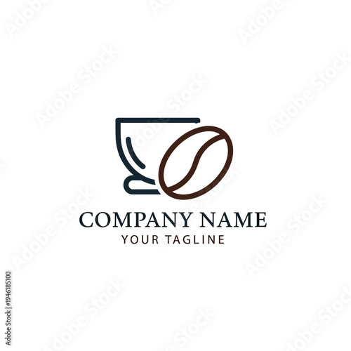 Coffee Cup and Coffee Bean Logo Design.