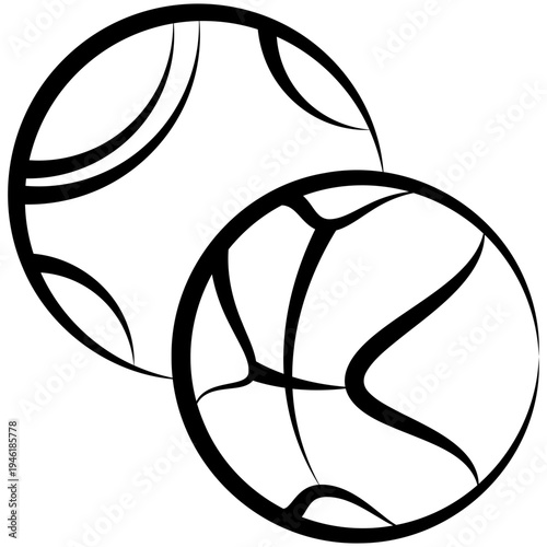 Ball Outline Hand Drawn Icon, Mini Illustration For Modern Concept, Print, Ui, Ux Kit, Web And App Development. Vector Related To Kindergarten, Preschool, Kids And Baby