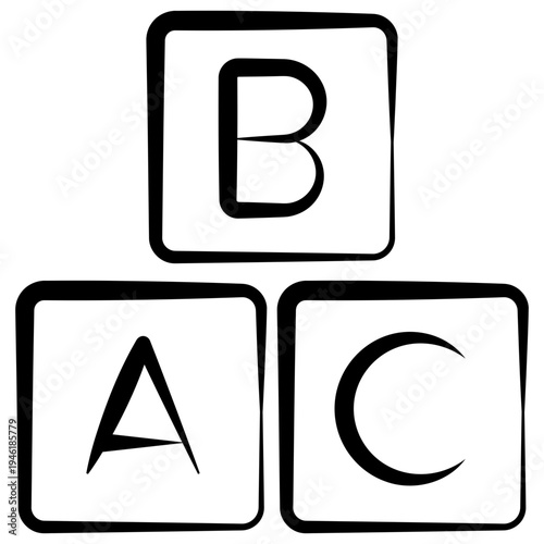 Alphabet Outline Hand Drawn Icon, Mini Illustration For Modern Concept, Print, Ui, Ux Kit, Web And App Development. Vector Related To Kindergarten, Preschool, Kids And Baby