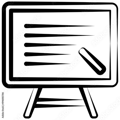 Chalkboard Outline Hand Drawn Icon, Mini Illustration For Modern Concept, Print, Ui, Ux Kit, Web And App Development. Vector Related To Kindergarten, Preschool, Kids And Baby