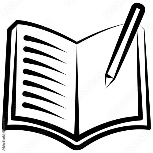 Reading Book Outline Hand Drawn Icon, Mini Illustration For Modern Concept, Print, Ui, Ux Kit, Web And App Development. Vector Related To Kindergarten, Preschool, Kids And Baby