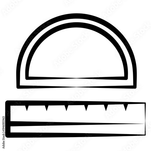 Ruler Outline Hand Drawn Icon, Mini Illustration For Modern Concept, Print, Ui, Ux Kit, Web And App Development. Vector Related To Kindergarten, Preschool, Kids And Baby