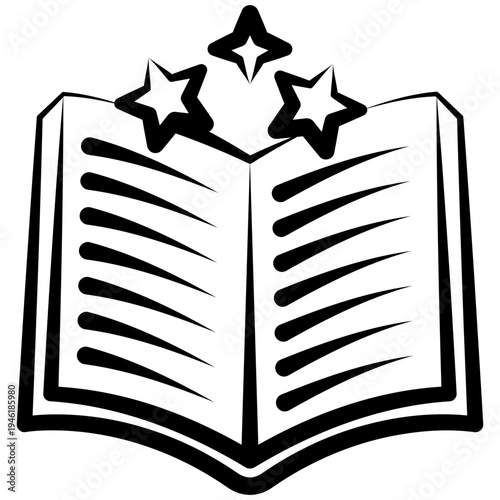 Story Book Outline Hand Drawn Icon, Mini Illustration For Modern Concept, Print, Ui, Ux Kit, Web And App Development. Vector Related To Kindergarten, Preschool, Kids And Baby