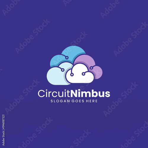 The image presents a unique logo with soft colored clouds, symbolizing technology and connectivity, perfect for businesses in the cloud computing industry.