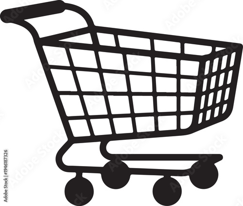 Shopping Cart Silhouette: A clean, minimalist depiction of a shopping cart, essential for commerce and consumerism. AI Generated