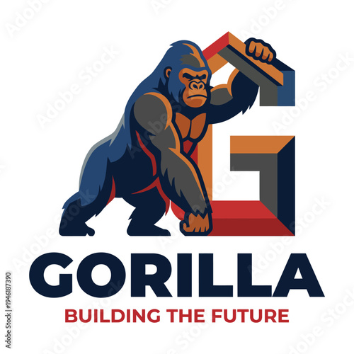 A striking depiction of a gorilla symbolizing strength and resilience, integrated with elements of construction, ideal for themes of growth and development.