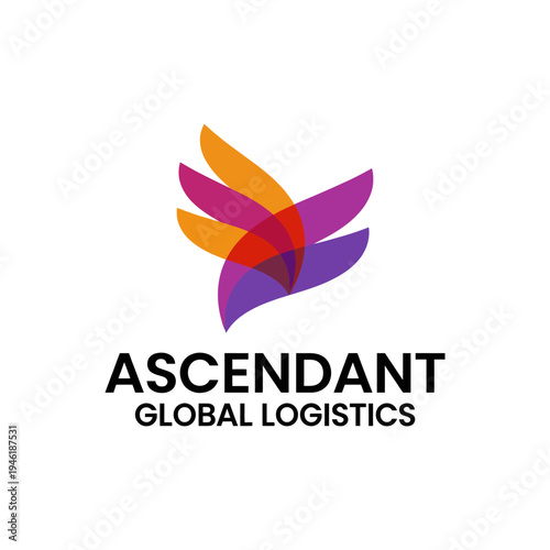 A vibrant logo design representing the essence of global logistics with dynamic colors and fluid shapes, embodying connectivity and reliability in transportation services.
