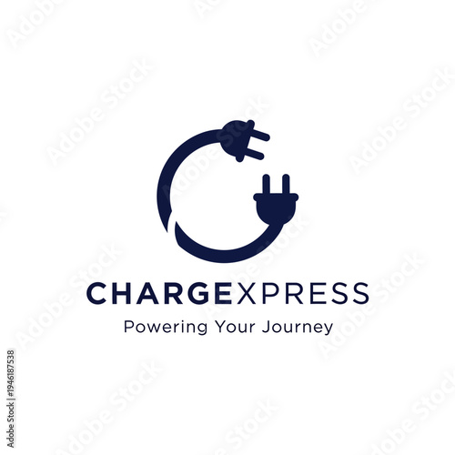 Electric Plug Logo Design Charging Station.