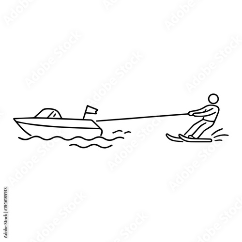 boat pulls a water skier line icon vector isolated
Vector line icon on a white background