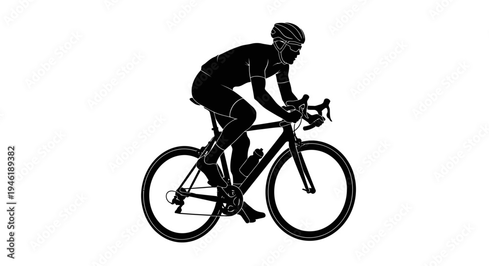 Naklejka premium Silhouette Cyclist Riding Bicycle