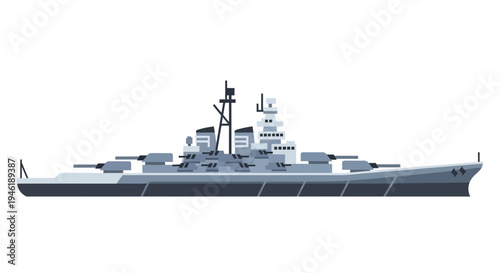 Battleship, Warship, Naval Ship, Military Vessel, Illustration, Vector