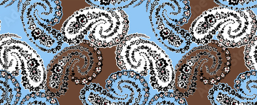 Hand draw floral paisley pattern. Seamless abstract flowers pattern design