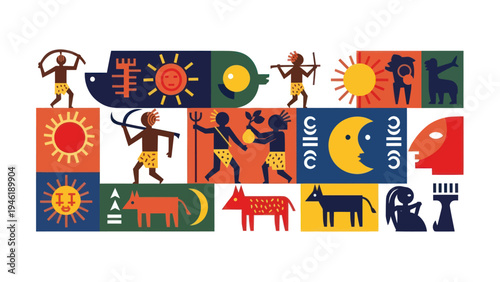 Ancient Art and Symbols Depicting Daily Life and Nature.