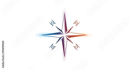 Compass Rose Symbol Illustrating Direction and Navigation.