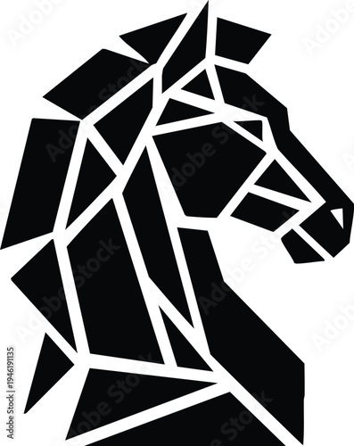 Geometric Horse Head Silhouette Abstract Art.