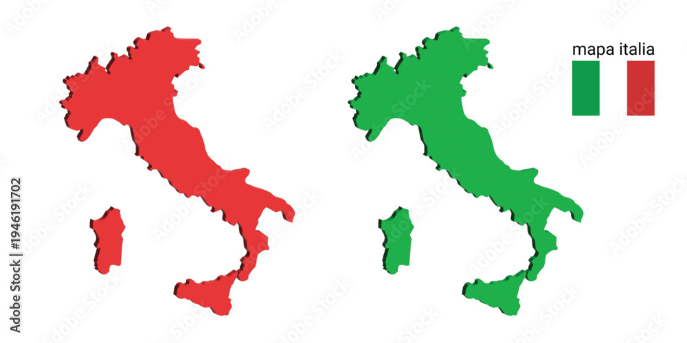 Fototapeta premium Italian map outline red and green with flag colors