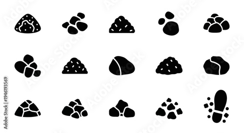 Footprint, animal tracks, paw prints, black icons set