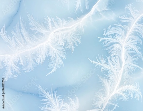 Abstract Frost Patterns on a Soft Blue Background.