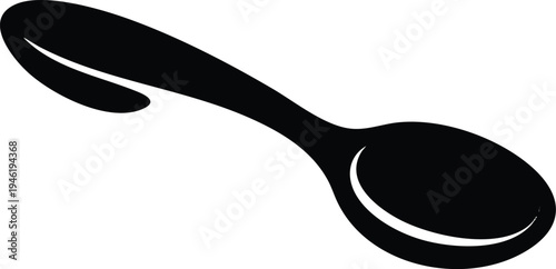 Simple Black Silhouette of a Spoon on a White Background.