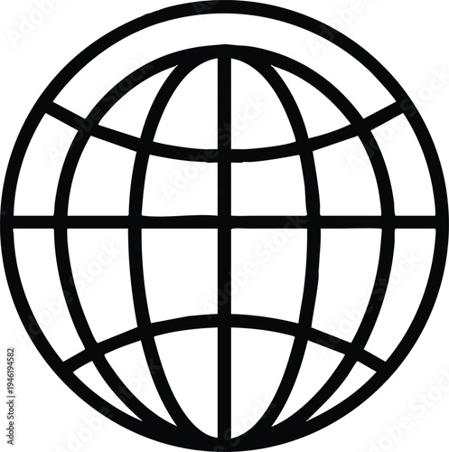 Simple Globe Icon Representing Global Connectivity and Internet.